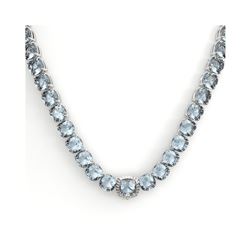 87 ctw Aquamarine & VS/SI Diamond Necklace 14K White Gold