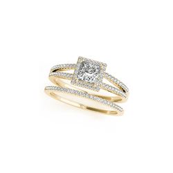 1.26 ctw Certified VS/SI Princess Diamond 2pc Set Ring Halo 14K Yellow Gold