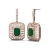 Image 2 : 16.73 ctw Emerald & Diamond Earrings 18K Rose Gold