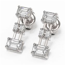 2.2 ctw Emerald and Marquise Cut Diamond Earrings 18K White Gold