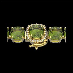 40 ctw Green Tourmaline & Micro Diamond Bracelet 14K Yellow Gold