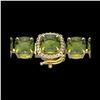 Image 1 : 40 ctw Green Tourmaline & Micro Diamond Bracelet 14K Yellow Gold