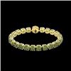 Image 2 : 40 ctw Green Tourmaline & Micro Diamond Bracelet 14K Yellow Gold