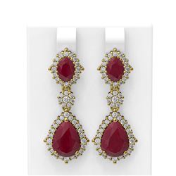 11.32 ctw Ruby & Diamond Earrings 18K Yellow Gold