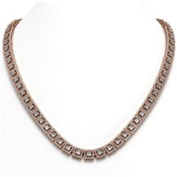 28.67 ctw Princess Cut Diamond Micro Pave Necklace 18K Rose Gold