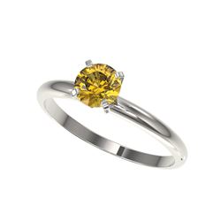 .76 ctw Certified Intense Yellow Diamond Engagement Ring 10K White Gold