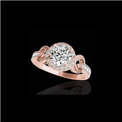 1.33 ctw Certified Diamond Solitaire Halo Ring 10K Rose Gold