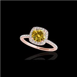 1.25 ctw Certified SI/I Fancy Intense Yellow Diamond Ring 10K Rose Gold