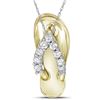 Image 1 : 10kt Yellow Gold Round Diamond Flip Flop Sandal Nautical Pendant 1/6 Cttw