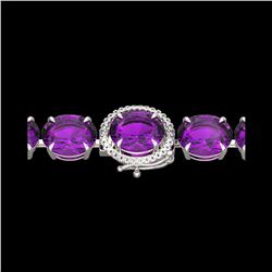 78 ctw Amethyst & Micro Pave Diamond Bracelet 14K White Gold