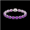 Image 2 : 78 ctw Amethyst & Micro Pave Diamond Bracelet 14K White Gold