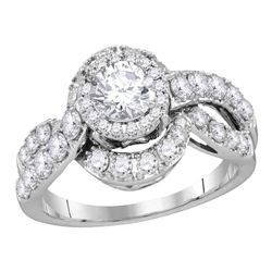 14k White Gold Round Diamond Bridal Wedding Engagement Anniversary Ring 2.00 Cttw