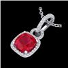 Image 1 : 3 ctw Ruby & Micro VS/SI Diamond Certified Necklace 18K White Gold