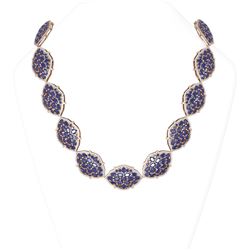 108 ctw Sapphire & Diamond Necklace 18K Rose Gold