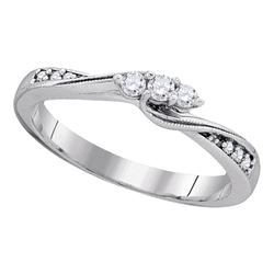10kt White Gold Round Diamond 3-stone Bridal Wedding Engagement Ring 1/6 Cttw