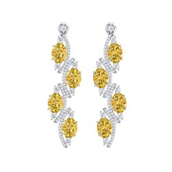 13.32 ctw Canary Citrine & VS Diamond Earrings 18K White Gold
