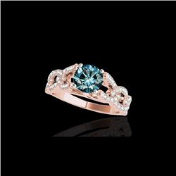 1.5 ctw SI Certified Fancy Blue Diamond Solitaire Ring 10K Rose Gold