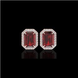 12 ctw Garnet And Micro Pave VS/SI Diamond Earrings 14K Rose Gold