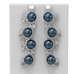 4.12 ctw Diamond and Pearl Earrings 18K White Gold