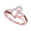 Image 1 : 10kt Rose Gold Round Red Color Enhanced Diamond Joined Hearts Ring 1/10 Cttw