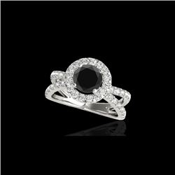 2.01 ctw Certified VS Black Diamond Solitaire Halo Ring 10K White Gold