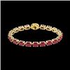 Image 2 : 23.25 ctw Ruby & VS/SI Diamond Eternity Micro Bracelet 14K Yellow Gold