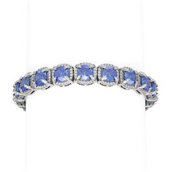45.17 ctw Tanzanite & Diamond Bracelet 18K White Gold