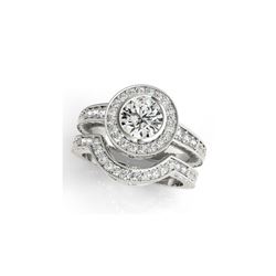 1.3 ctw Certified VS/SI Diamond 2pc Wedding Set Halo 14K White Gold