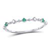 Image 1 : 10kt White Gold Round Emerald Slender Stackable Band Ring 1/12 Cttw