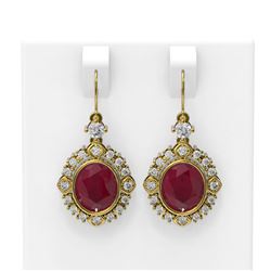 9.52 ctw Ruby & Diamond Earrings 18K Yellow Gold
