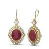 Image 2 : 9.52 ctw Ruby & Diamond Earrings 18K Yellow Gold