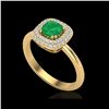 Image 2 : 1.16 ctw Emerald & Micro VS/SI Diamond Ring Halo 18K Yellow Gold