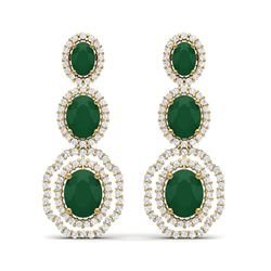 17.01 ctw Emerald & VS Diamond Earrings 18K Yellow Gold