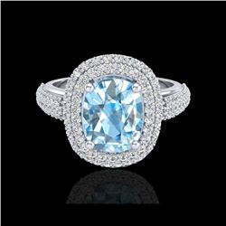 3.50 ctw TOPAZ & Micro Pave VS/SI Diamond Certified Ring 10K White Gold