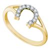 Image 1 : 10kt Yellow Gold Round Diamond Lucky Horseshoe Split-shank Ring 1/10 Cttw