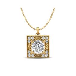 1.02 ctw VS/SI Diamond Solitaire Art Deco Necklace 18K Yellow Gold