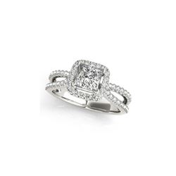 1.5 ctw Certified VS/SI Princess Diamond Halo Ring 18K White Gold