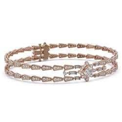 6 ctw Princess Cut Diamond Designer Bracelet 18K Rose Gold