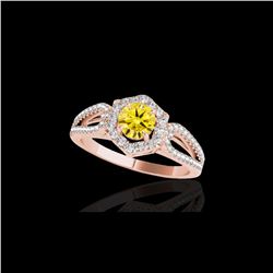 1.43 ctw Certified SI/I Fancy Intense Yellow Diamond Ring 10K Rose Gold