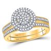 Image 1 : 10kt Yellow Gold Round Diamond Cluster Milgrain Bridal Wedding Engagement Ring Band Set 1/3 Cttw