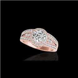 1.5 ctw Certified Diamond Solitaire Halo Ring 10K Rose Gold