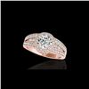 Image 1 : 1.5 ctw Certified Diamond Solitaire Halo Ring 10K Rose Gold