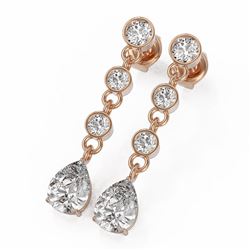 3 ctw Pear Cut Diamond Designer Earrings 18K Rose Gold