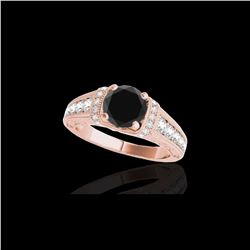 1.75 ctw Certified VS Black Diamond Solitaire Antique Ring 10K Rose Gold