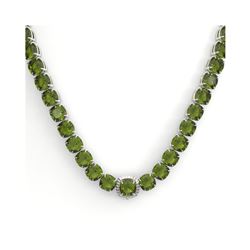 100 ctw Green Tourmaline & VS/SI Diamond Necklace 14K White Gold