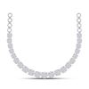 Image 1 : 14kt White Gold Princess Diamond Cocktail Cluster Necklace 10.00 Cttw