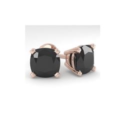 12 ctw Cushion Black Diamond Stud Designer Earrings 18K Rose Gold