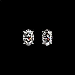 1 ctw Certified VS/SI Quality Oval Diamond Stud Earrings 10K White Gold