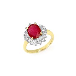 4.50 ctw Ruby & Diamond Ring 14K Yellow Gold