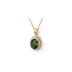 3.45 ctw Green Tourmaline & Diamond Necklace 14K Yellow Gold